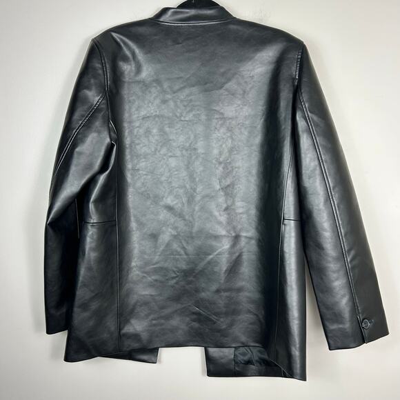 Aritzia Babaton Logan Faux Leather Jacket Blazer Black Sz Large - Picture 12 of 13